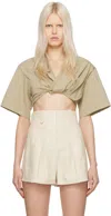 Jacquemus Le T-shirt Bahia Court Top In 530 Light Khaki