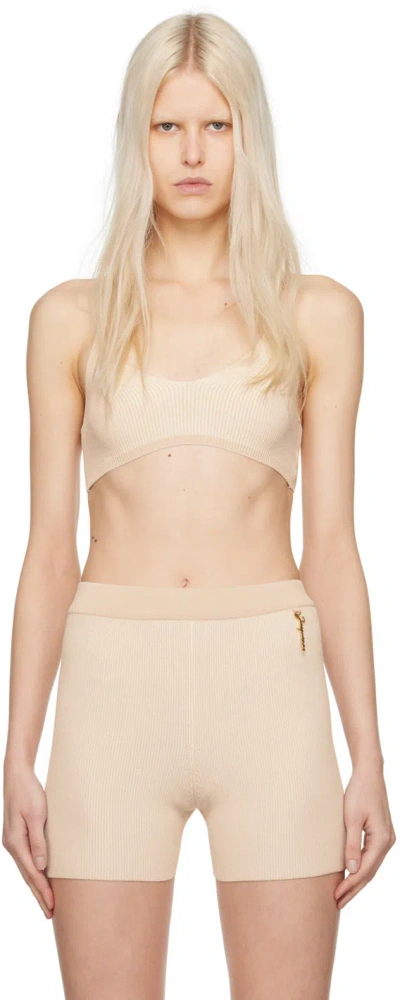 Jacquemus Pralu Logo-plaque Crop Top In Nude