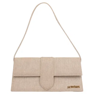 Pre-owned Jacquemus Beige Linen Le Bambino Long Shoulder Bag, 2023 In Brown