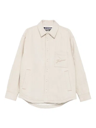Jacquemus Button-down Shirt Curved Hemline Long Sleeves In Neutral