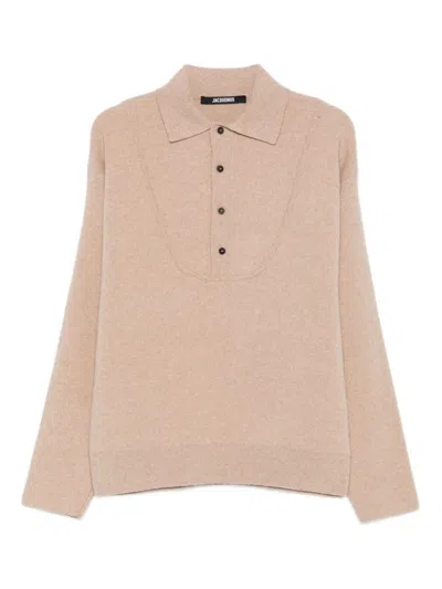 JACQUEMUS BEIGE MERINO WOOL AND CASHMERE SWEATER