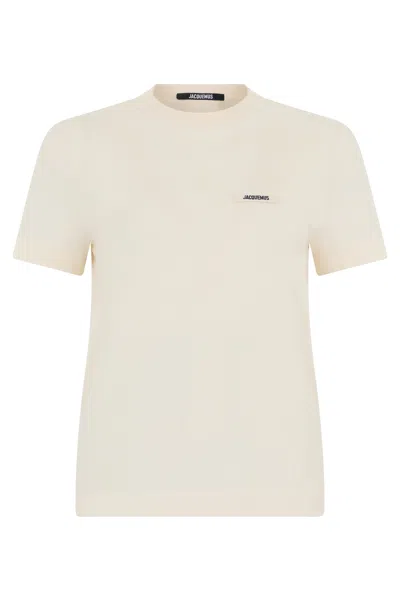 Jacquemus Beige Minimalist T-shirt With Elegant Logo In Neutral