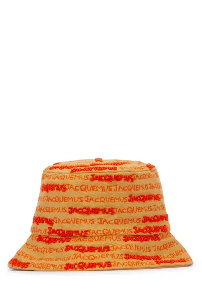 Jacquemus Beige Orange Logo Bucket Hat