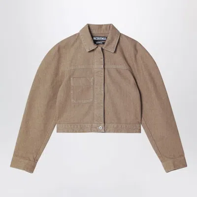 Jacquemus Beige Ovalo Cargo Cotton Jacket In Brown