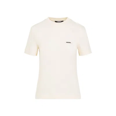 Jacquemus Beige Round Neck Logo T-shirt In White