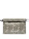 Jacquemus Small Rond Carré Python Print Leather Clutch In Beige