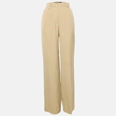 Jacquemus Beige Silk Blend High Rise Le Papier Trousers In Neutral