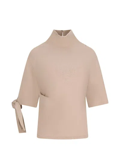 Jacquemus Beige Solid Mock Collar Sweatshirt In Pattern