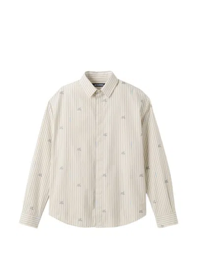 Jacquemus Beige Striped Long-sleeve Shirt In Red