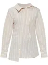 Jacquemus Beige Striped Shirt With White Stripes And Irregular Cut