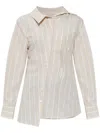 Jacquemus Beige Striped Shirt With White Stripes And Irregular Cut