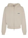Jacquemus Grosgrain-trimmed Zippered Hoodie With Logo Detail In Beige
