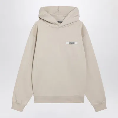 Jacquemus Beige Sweatshirt With Grosgrain Logo Men In Neutral