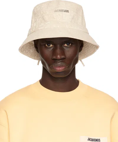 Jacquemus Beige 'the Gadjo' Bucket Hat In 1jk Croco Beige
