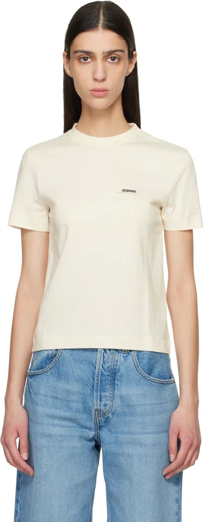 Jacquemus Womens Light Beige 2 Le T-shirt Grosgrain-logo Cotton-jersey T-shirt In Neutral