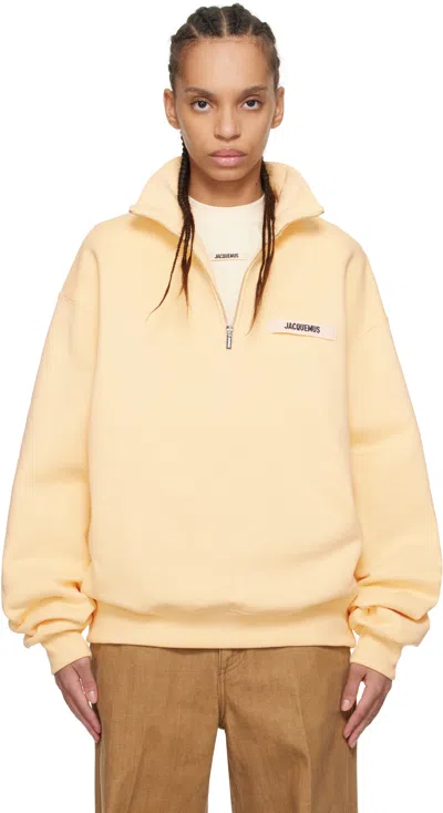 Jacquemus Beige 'the Gros Grain Zipped-rollneck' Sweatshirt In 131 Light Beige 2