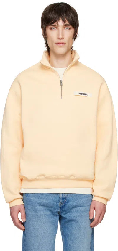 JACQUEMUS BEIGE 'THE GROS GRAIN ZIPPED-ROLLNECK' SWEATSHIRT