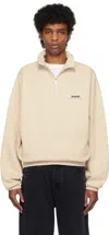 Jacquemus High Collar Half-zip Grosgrain Sweatshirt In 151 Beige 2