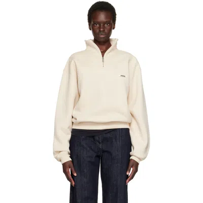 Jacquemus Beige 'the Gros Grain' Zipped-rollneck Sweatshirt In Sand