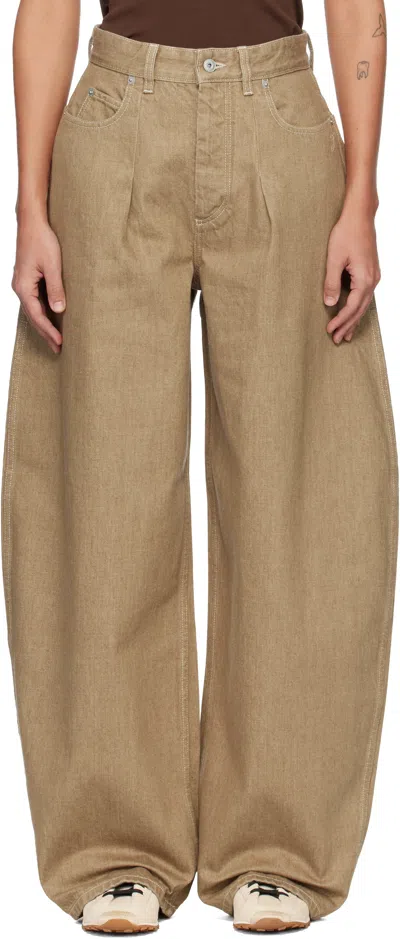 Jacquemus Beige 'the Ovalo De-nîmes Denim' Jeans In Brown