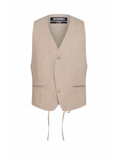 Jacquemus Beige The Paysan Fitted Belted Tailored Waistcoat In Neutral