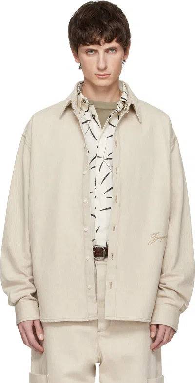 Jacquemus Simon Denim Shirt Long Sleeves In Neutral