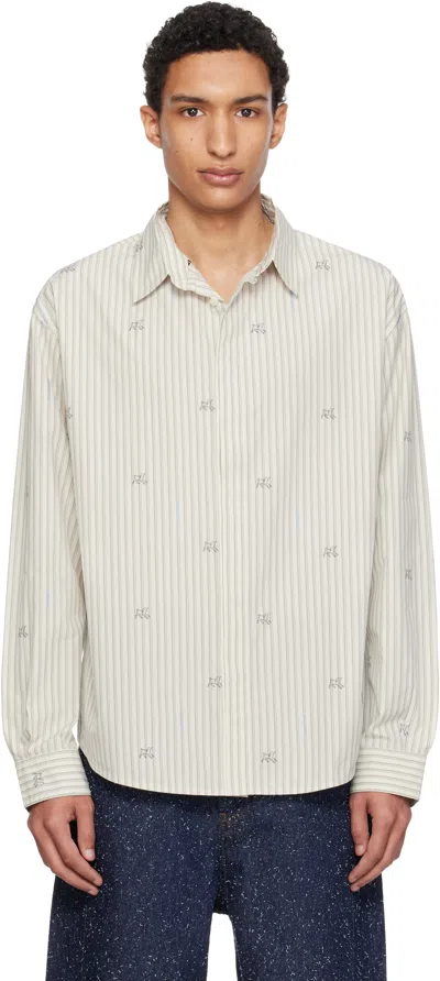 Jacquemus Simon Long Sleeves Striped Collar Shirt In Neutral