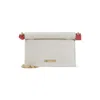 Jacquemus Pochette Small Embellished Leather-trimmed Canvas Clutch In Sand