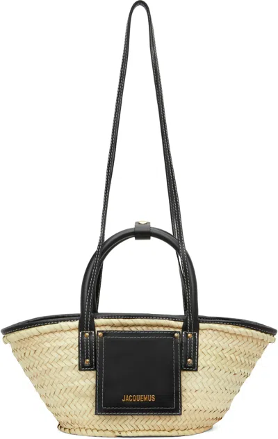Jacquemus Beige 'the Small Soli Basket' Tote In Black
