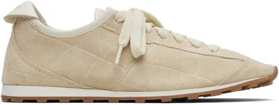 Jacquemus Sneaker Tennis In Ivory Crocodile Effect Suede Women In Neutral