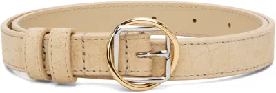 Jacquemus La Ceinture Salon Croc Embossed Suede Belt In White
