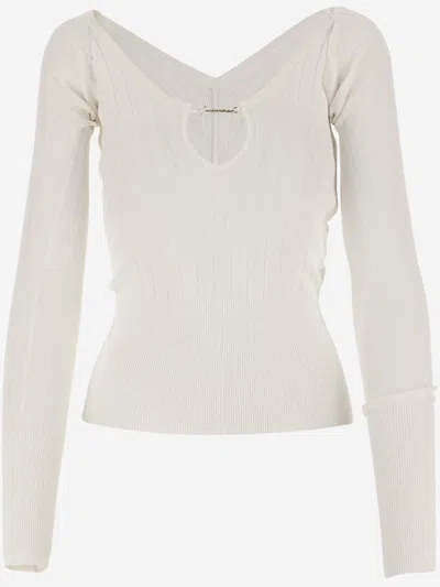 JACQUEMUS BEIGE V-NECKLINE SWEATER
