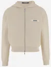 Jacquemus Grosgrain-trimmed Zippered Hoodie With Logo Detail