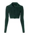 Jacquemus Bela Knitted Cropped Cardigan In Green