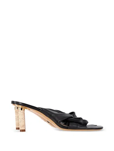 Pre-owned Jacquemus Bellagio Crossover Sandals In Black