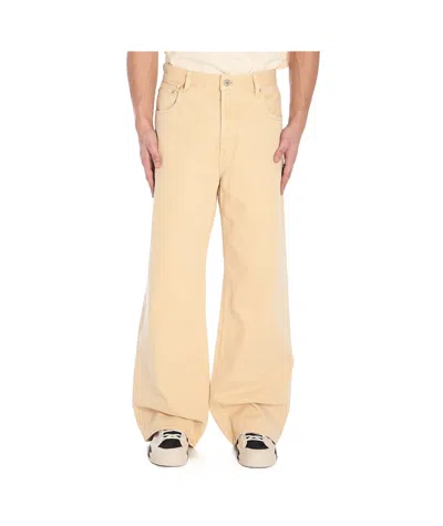 Jacquemus Denim Baggy Trousers Wide Legs In Yellow