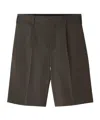 Jacquemus Le Short Ovalu Pleated Stretch Virgin Wool Shorts In Brown