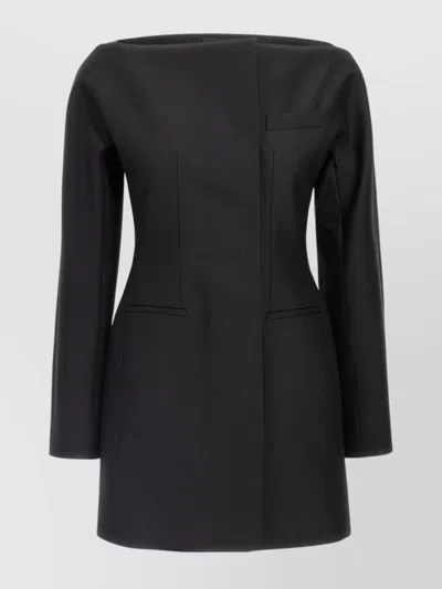 Jacquemus Belted Waist Dress With Back Belt Detail In Black