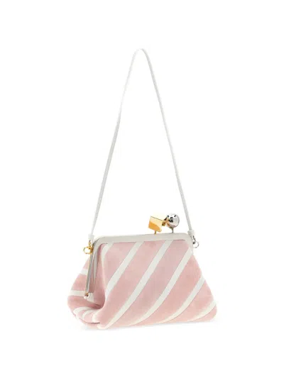 Jacquemus Berlingot Patchwork Striped Clutch In Pink