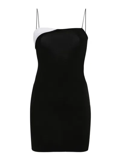 Jacquemus Bicolour Short Dress In Black