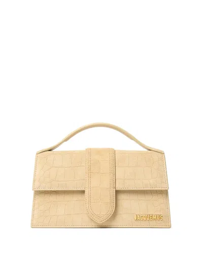 Jacquemus Big Le Bambino Effect Leather Tote Bag In Sand
