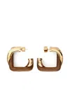 Jacquemus Geometric Wooden Detail Gold-tone Earrings In Brown