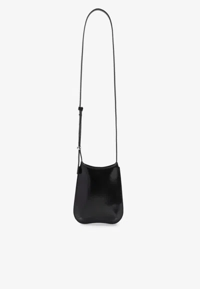Jacquemus Bisou Calf Leather Phone Holder In Black