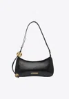 Jacquemus Curved Silhouette Shoulder Bag With Amber Beads In Black