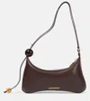 Jacquemus Womens Le Bisou Perle Leather Shoulder Bag Medium Brown