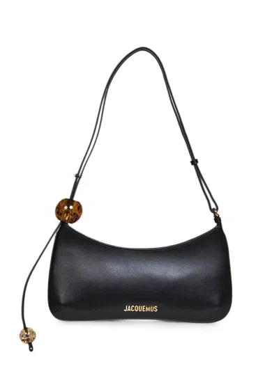 Jacquemus Bisou Perle Logo-plaque Shoulder Bag In Black