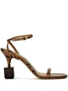 Jacquemus Bisou 90 Python Print Leather Sandals In Brown