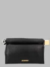 Jacquemus Rectangular Lamb Leather Clutch With Rolled Handle In Black
