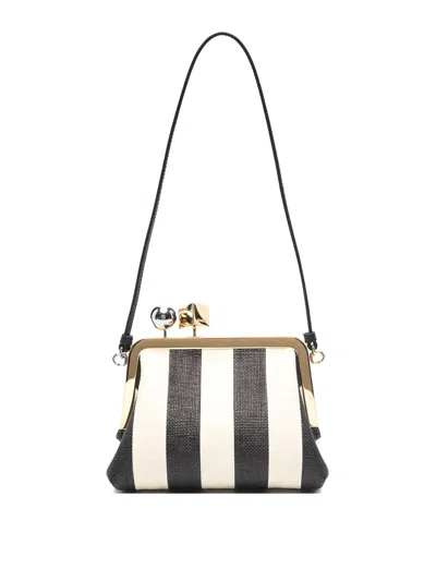 Jacquemus Black And White Striped Clutch Bag In Multi