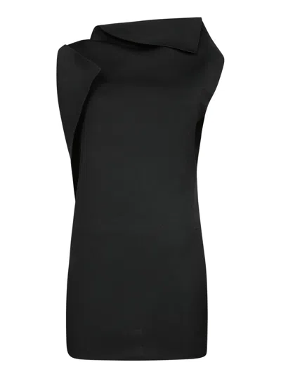 Jacquemus Black Asymmetric Short Dress La Mini Robe